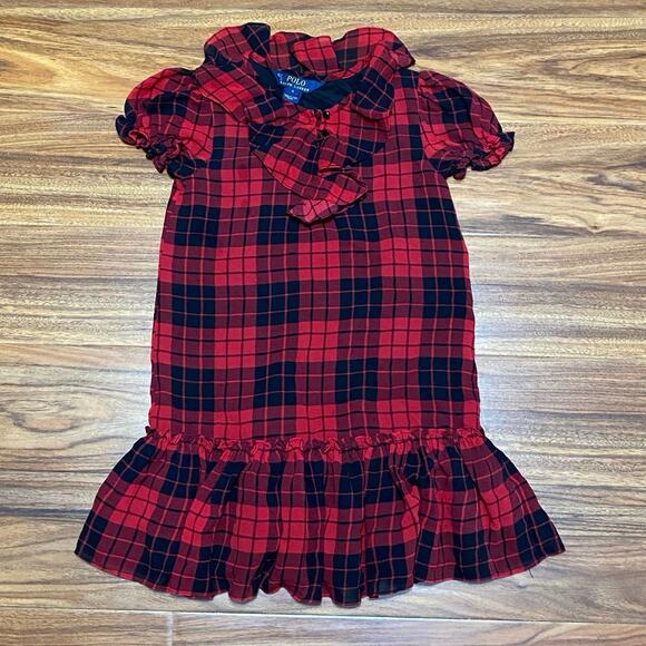 Polo Ralph Lauren Buffalo Check Ruffle Twill Dress- SZ 5 - Picture 4 of 5